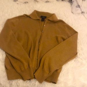 Camel button down sweater with a collar.  Just in time for the chilly days